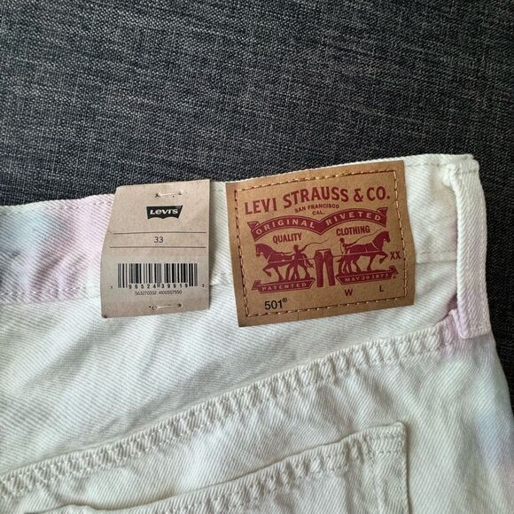 Women’s Levi 501 White Shorts With Pink And Blue Tye Dye Size 33 - Picture 12 of 12